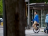Daniel Wood (cq, tan pants), founder of Focus Designs and inventor of the Self-balancing Unicycle (SBU) and David Martschinske (cq) demonstrate the SBU outside their office in downtown Vancouver Tuesday 5/19/09. There is more information about the SBU at the Focus Designs website, www.focusdesigns.com.  Fredrick D. Joe/The Oregonian
